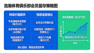 会员留存策略图 - 展示浩瀚体育俱乐部如何通过持续价值提供和情感连接降低会员流失率