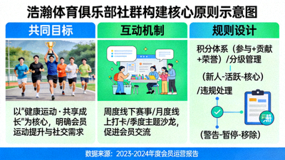 社群构建核心原则示意图 - 展示浩瀚体育俱乐部如何通过共同目标、互动机制和规则设计来构建活跃社群