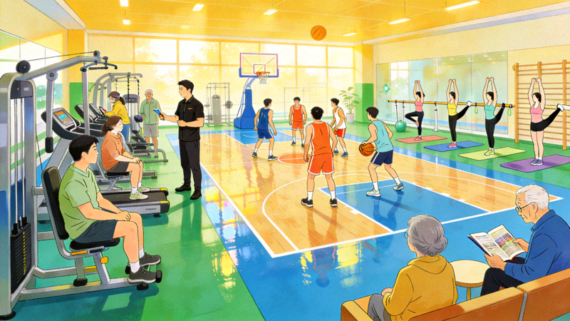 浩瀚体育俱乐部打造的运动爱好者理想家园场景描绘图，展现包容氛围与进阶指导