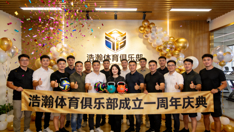 浩瀚体育俱乐部成立一周年庆典，创始团队与早期会员合影